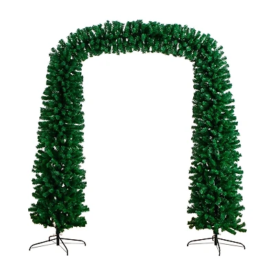 Nearly Natural Pre-Lit Artificial Green Christmas Pine Archway With 650 Multifunction Warm White Led Lights 8 Foot Pre-Lit Multi-Function Lights Pine Christmas Tree