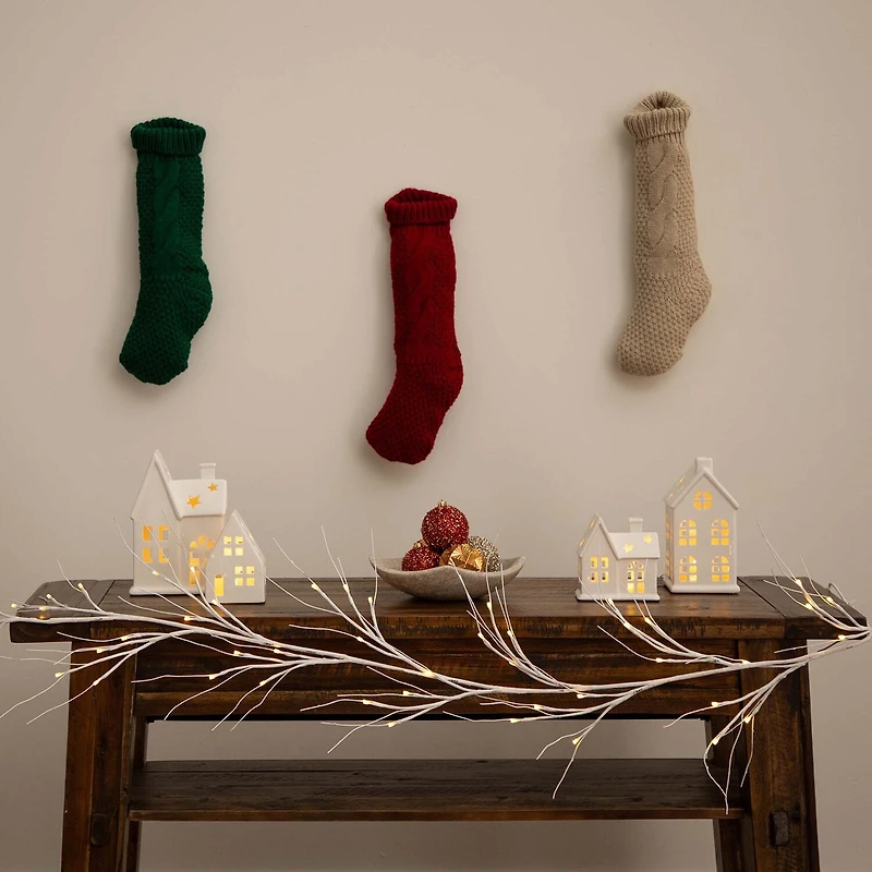 Nearly Natural Pre-Lit Artificial White Birch Garland With 48 Warm White Led Lights Christmas Indoor Garland