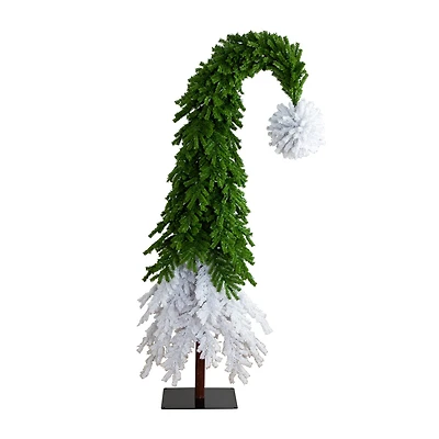 Nearly Natural Green And White Santa’S Hat With 600 Led Lights And 1992 Bendable Branches 9 Foot Pre-Lit Fir Christmas Tree