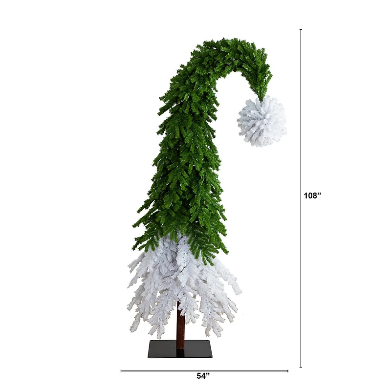 Nearly Natural Green And White Santa’S Hat With 600 Led Lights And 1992 Bendable Branches 9 Foot Pre-Lit Fir Christmas Tree