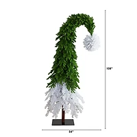 Nearly Natural Green And White Santa’S Hat  With 600 Led Lights And 1992 Bendable Branches 9 Foot Pre-Lit Fir Christmas Tree