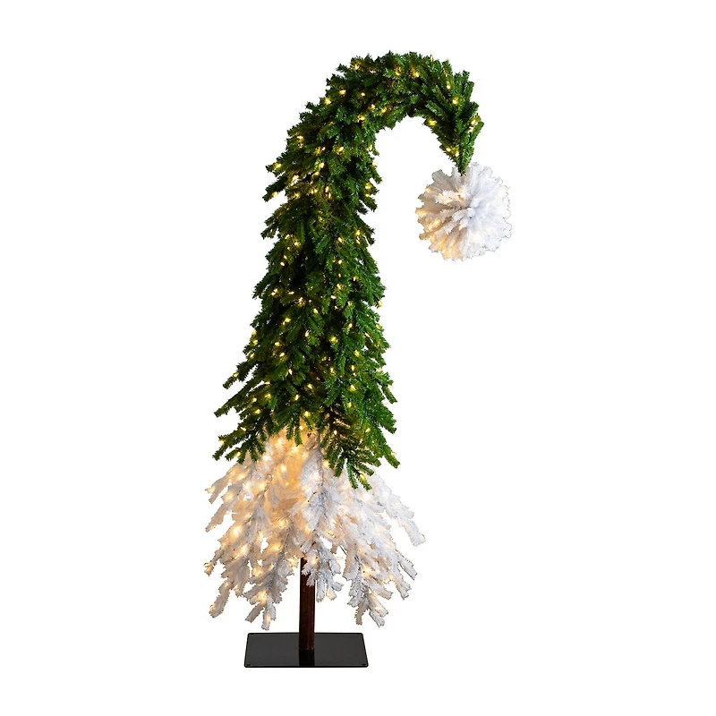Nearly Natural Green And White Santa’S Hat With 600 Led Lights And 1992 Bendable Branches 9 Foot Pre-Lit Fir Christmas Tree