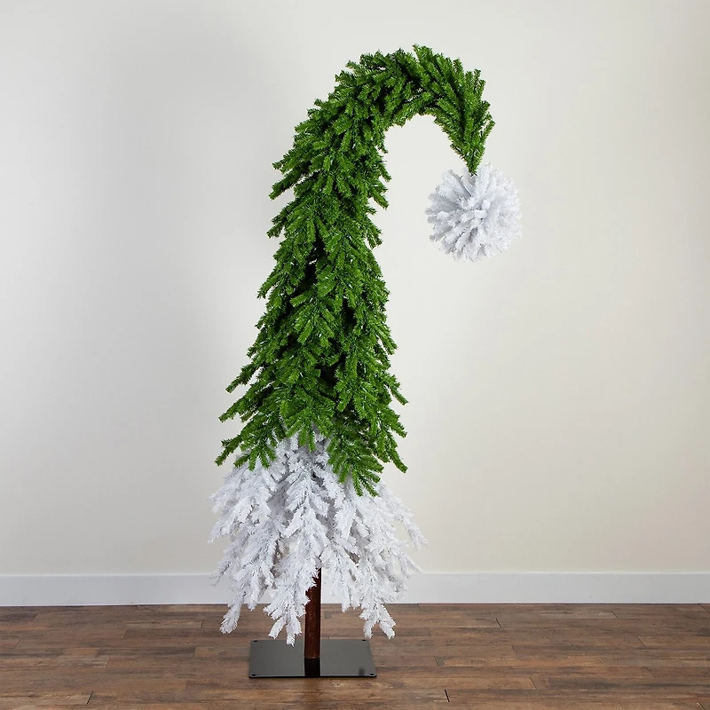 Nearly Natural Green And White Santa’S Hat With 600 Led Lights And 1992 Bendable Branches 9 Foot Pre-Lit Fir Christmas Tree
