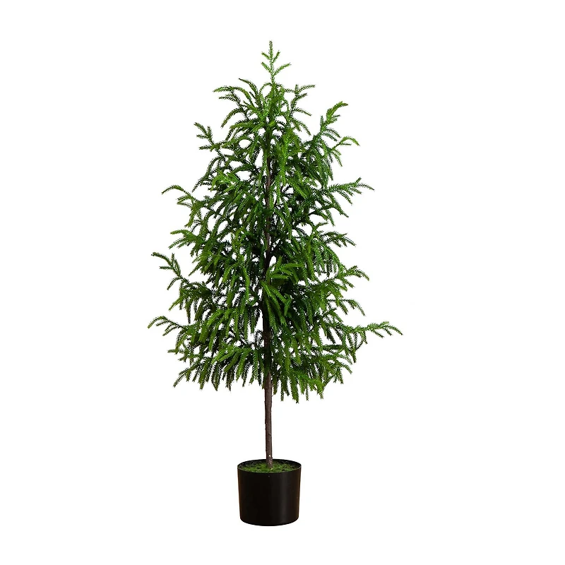 Nearly Natural Artificial Norfolk Pine 4 Foot Potted Pine Christmas Tree