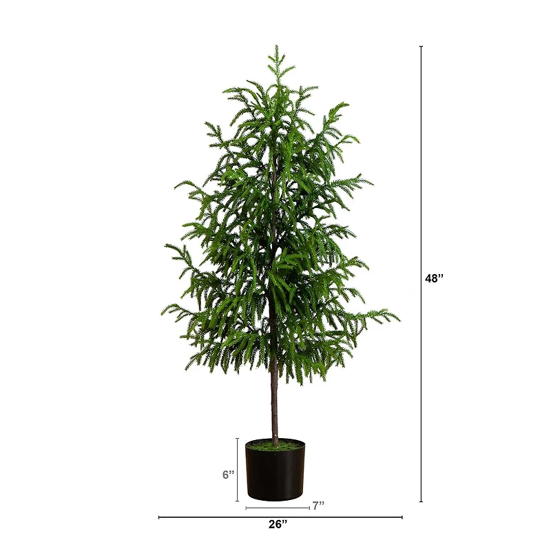 Nearly Natural Artificial Norfolk Pine 4 Foot Potted Pine Christmas Tree