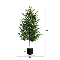 Nearly Natural Artificial Norfolk Pine 4 Foot Potted Pine Christmas Tree