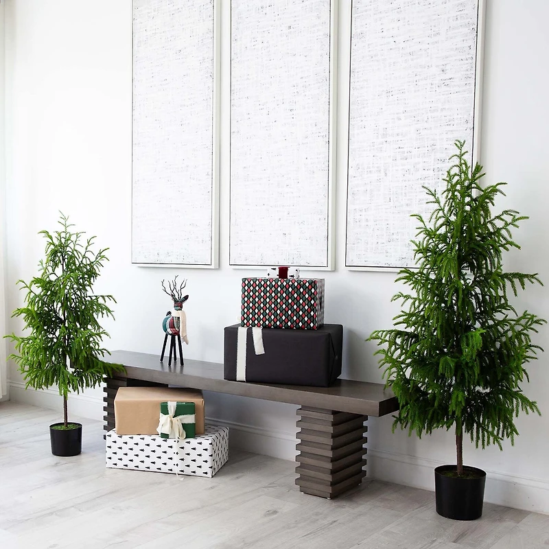 Nearly Natural Artificial Norfolk Pine 4 Foot Potted Pine Christmas Tree