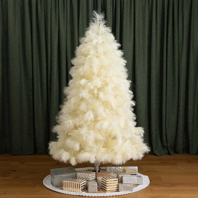 Nearly Natural 6ft Artificial Off-White Pampas Grass 6 Foot Christmas Tree