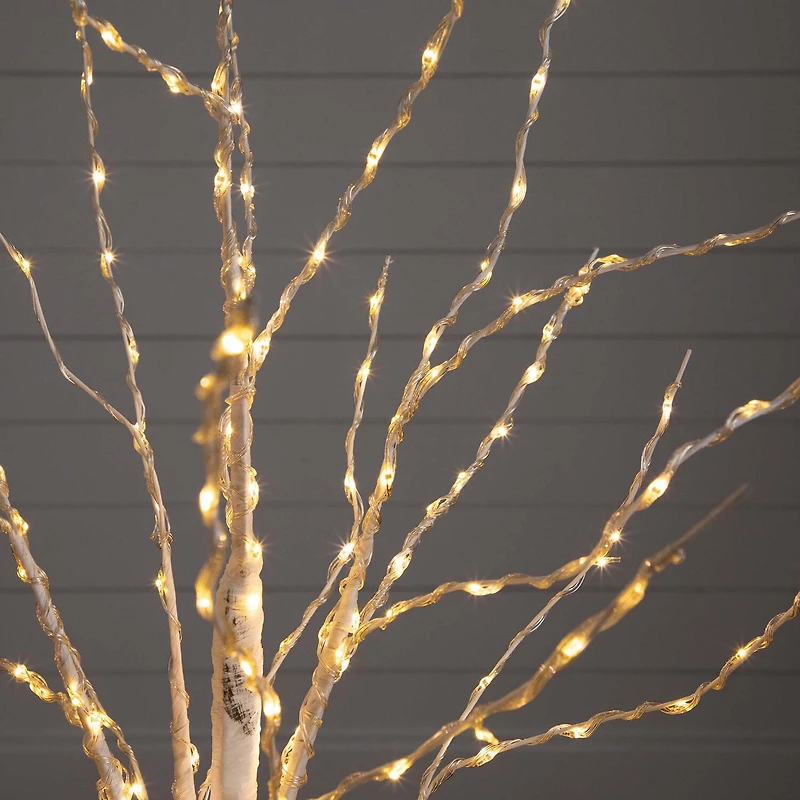Nearly Natural Pre-Lit Artificial White Birch With Color Changing Led Lights Foot Pre-Lit Birch Christmas Tree