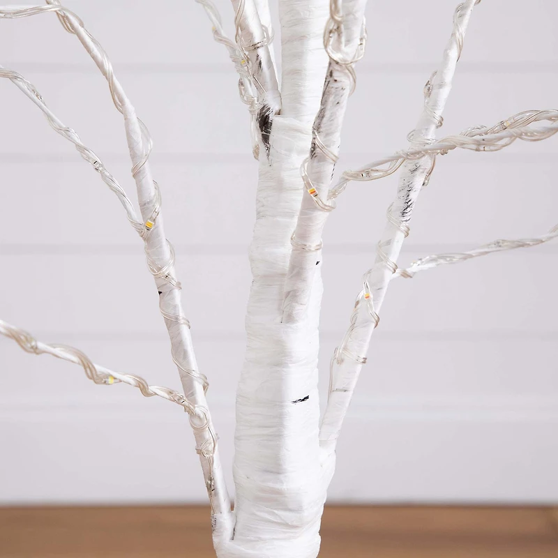 Nearly Natural Pre-Lit Artificial White Birch With Color Changing Led Lights Foot Pre-Lit Birch Christmas Tree