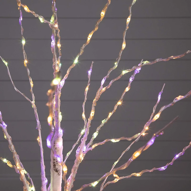 Nearly Natural Pre-Lit Artificial White Birch With Color Changing Led Lights Foot Pre-Lit Birch Christmas Tree
