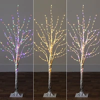Nearly Natural Pre-Lit Artificial White Birch With Color Changing Led Lights Foot Pre-Lit Birch Christmas Tree
