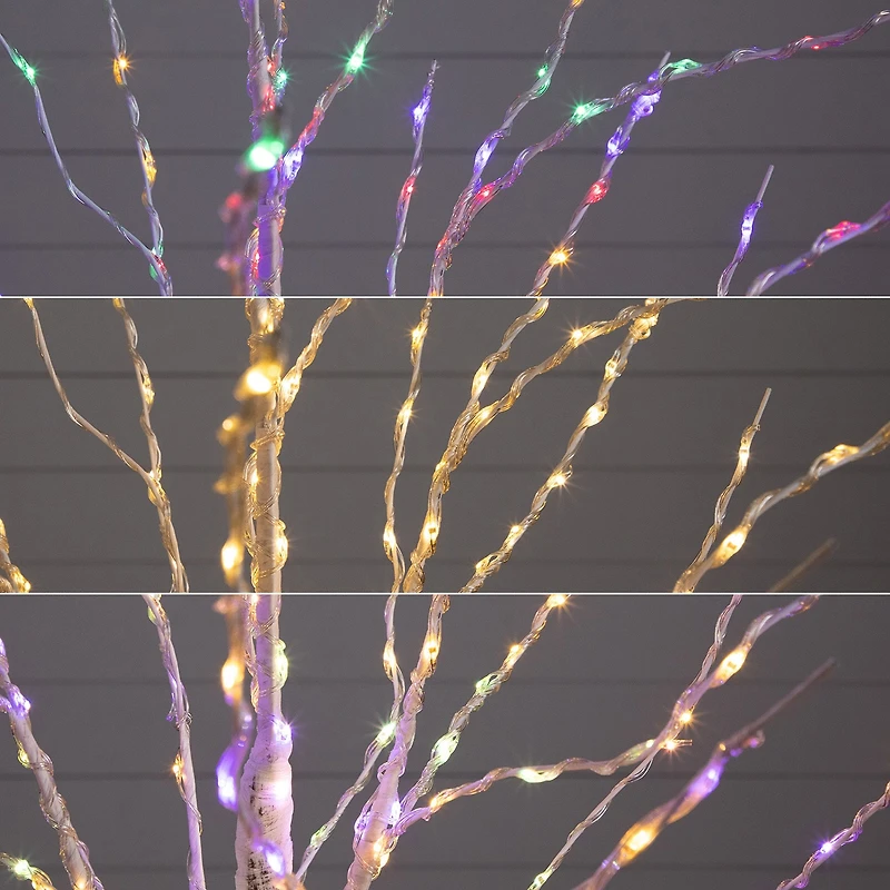 Nearly Natural Pre-Lit Artificial White Birch With Color Changing Led Lights Foot Pre-Lit Birch Christmas Tree