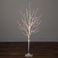 Nearly Natural Pre-Lit Artificial White Birch With Color Changing Led Lights Foot Pre-Lit Birch Christmas Tree
