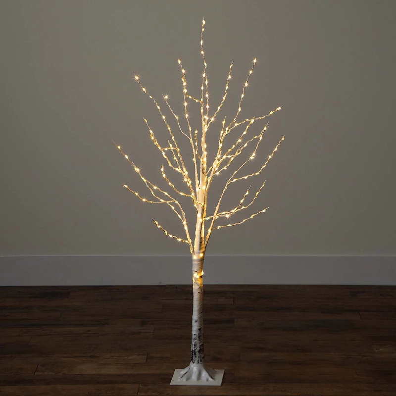 Nearly Natural Pre-Lit Artificial White Birch With Color Changing Led Lights Foot Pre-Lit Birch Christmas Tree