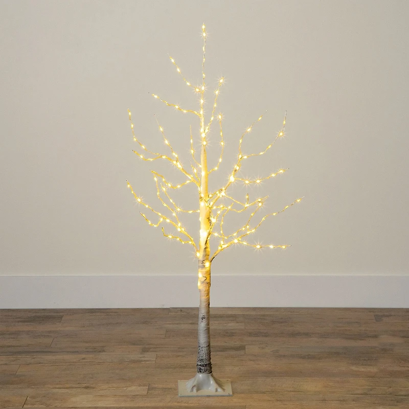 Nearly Natural 4ft Pre-Lit Artificial White Birch With 180 Warm White Led Lights 4 Foot Pre-Lit Birch Christmas Tree