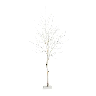 Nearly Natural Pre-Lit Artificial White Birch With 90 White Led Lights 6 Foot Pre-Lit Birch Christmas Tree