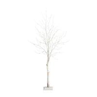 Nearly Natural Pre-Lit Artificial White Birch  With 90 White Led Lights 6 Foot Pre-Lit Birch Christmas Tree