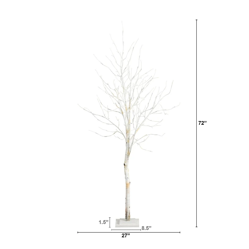 Nearly Natural Pre-Lit Artificial White Birch  With 90 White Led Lights 6 Foot Pre-Lit Birch Christmas Tree