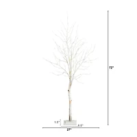 Nearly Natural Pre-Lit Artificial White Birch  With 90 White Led Lights 6 Foot Pre-Lit Birch Christmas Tree