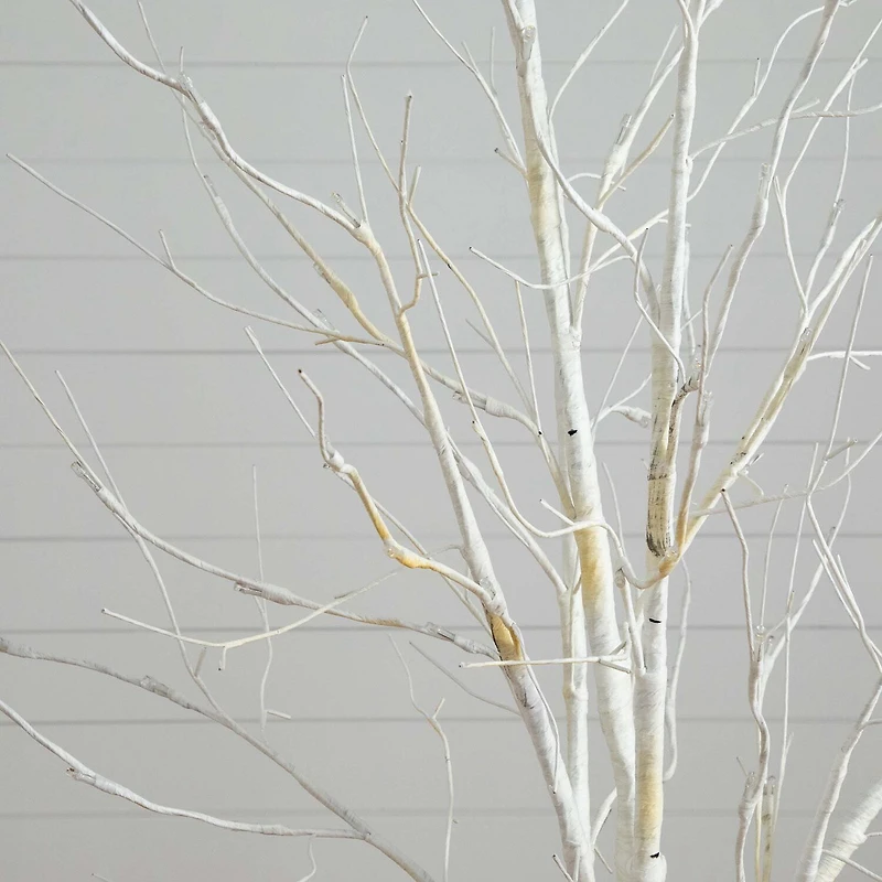 Nearly Natural Pre-Lit Artificial White Birch  With 90 White Led Lights 6 Foot Pre-Lit Birch Christmas Tree