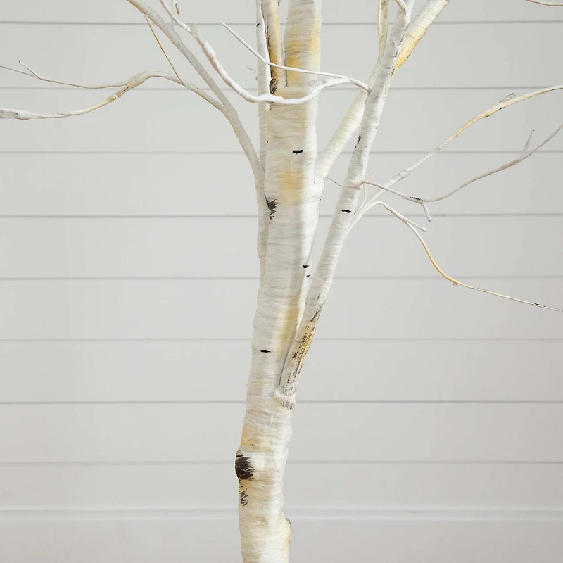 Nearly Natural Pre-Lit Artificial White Birch  With 90 White Led Lights 6 Foot Pre-Lit Birch Christmas Tree