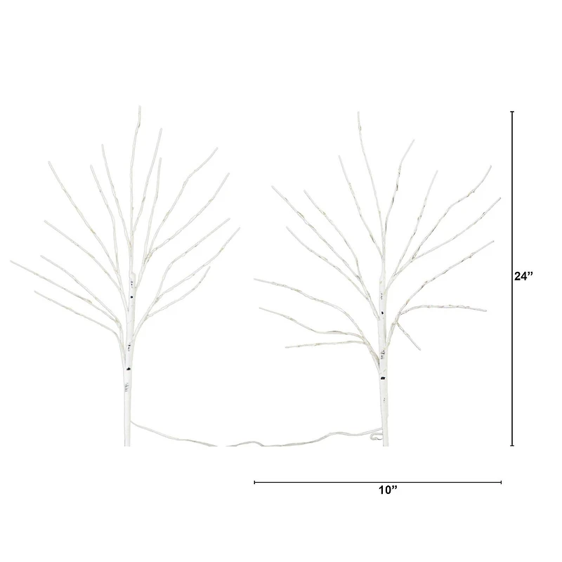 Nearly Natural 24in Pre-Lit Artificial White Birch Branches With 80 Warm White Led Lights 2 Foot Pre-Lit Birch Christmas Tree