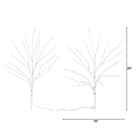 Nearly Natural 24in Pre-Lit Artificial White Birch Branches With 80 Warm White Led Lights 2 Foot Pre-Lit Birch Christmas Tree