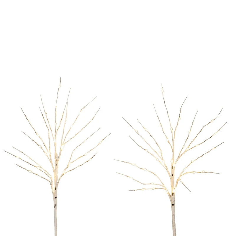 Nearly Natural 24in Pre-Lit Artificial White Birch Branches With 80 Warm White Led Lights 2 Foot Pre-Lit Birch Christmas Tree