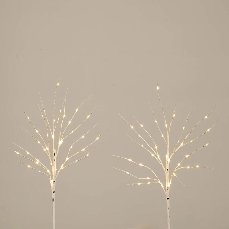 Nearly Natural 24in Pre-Lit Artificial White Birch Branches With 80 Warm White Led Lights 2 Foot Pre-Lit Birch Christmas Tree
