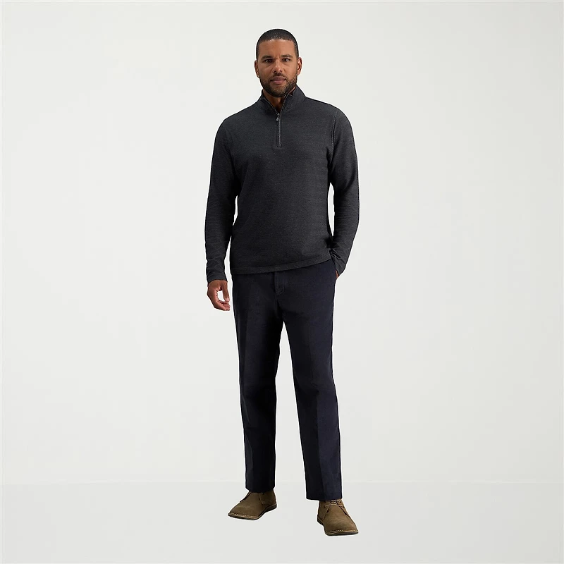 Haggar Mens Mock Neck Long Sleeve Quarter-Zip Pullover
