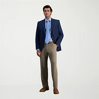 Haggar Premium Comfort Melange Broken Twill Mens Straight Fit Dress Flat Front Pant