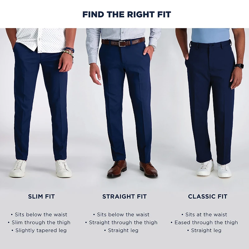Haggar Premium Comfort Melange Broken Twill Mens Straight Fit Dress Flat Front Pant