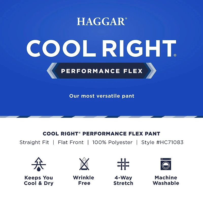 Haggar Cool Right Performance Flex Mens Straight Fit Flat Front Pant