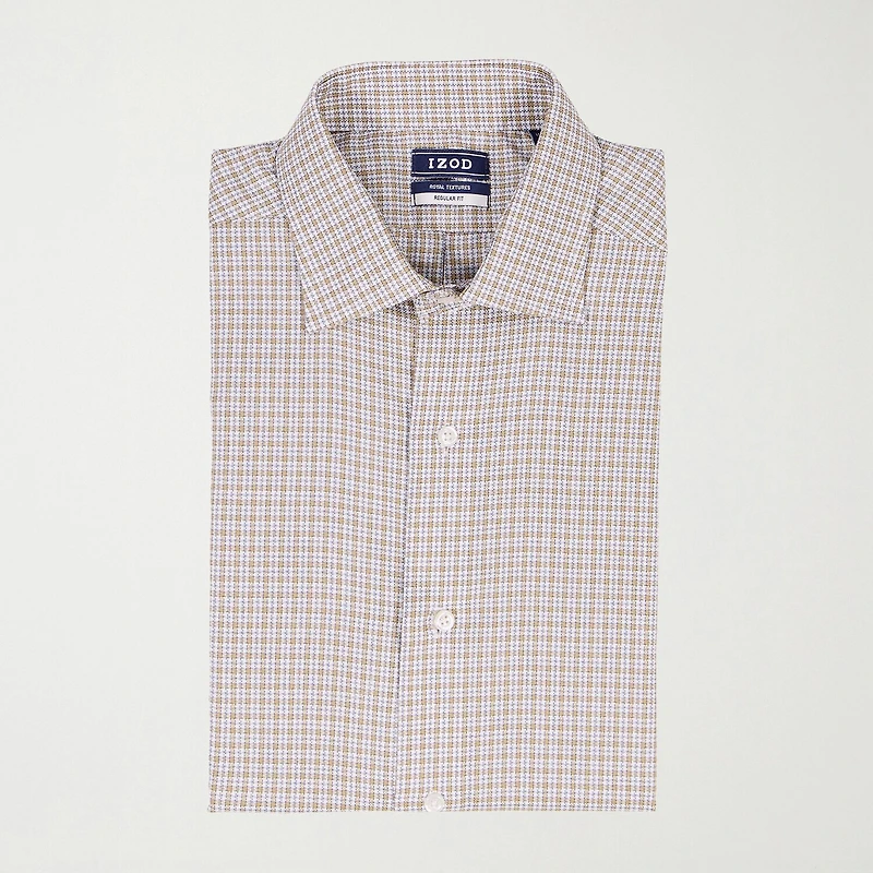 IZOD Royal Textured Mens Regular Fit Easy Care Wrinkle Free Long Sleeve Dress Shirt
