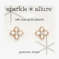 Sparkle Allure Pink Mother Of Pearl 18K Rose Gold Over Brass 30mm Flower Stud Earrings