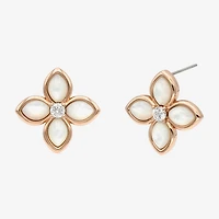 Sparkle Allure Pink Mother Of Pearl 18K Rose Gold Over Brass 30mm Flower Stud Earrings
