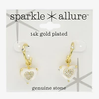 Sparkle Allure Womens White Mother Of Pearl 14K Gold Over Brass Heart Drop Earrings