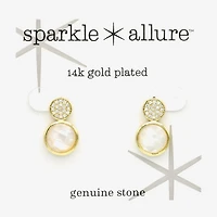 Sparkle Allure Womens White Mother Of Pearl 14K Gold Over Brass Round Drop Earrings