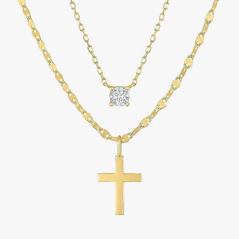 Yes, Please! Cross Womens Diamond Accent Lab Grown White Diamond Accent Cross 2-pc. Pendant Necklace Set