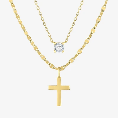 Yes, Please! Cross Womens Diamond Accent Lab Grown White Diamond Accent Cross 2-pc. Pendant Necklace Set