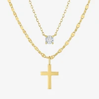 Yes, Please! Cross Womens Diamond Accent Lab Grown White Diamond Accent Cross 2-pc. Pendant Necklace Set