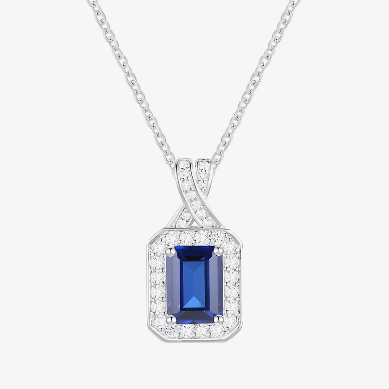 Yes Please! Womens Lab Created Blue Sapphire Sterling Silver 18 Inch Pendant Necklace