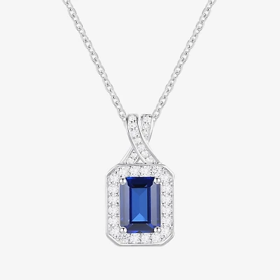 Yes Please! Womens Lab Created Blue Sapphire Sterling Silver 18 Inch Pendant Necklace