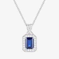 Yes Please! Womens Lab Created Blue Sapphire Sterling Silver 18 Inch Pendant Necklace