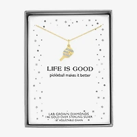 Diamond Accent (G-H Womens Diamond Accent Lab Grown White Diamond Accent 14K Gold Over Silver 16 Inch Pendant Necklace