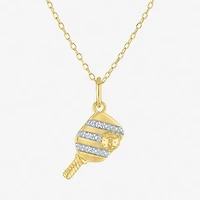 Diamond Accent (G-H Womens Diamond Accent Lab Grown White Diamond Accent 14K Gold Over Silver 16 Inch Pendant Necklace