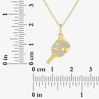 Diamond Accent (G-H Womens Diamond Accent Lab Grown White Diamond Accent 14K Gold Over Silver 16 Inch Pendant Necklace
