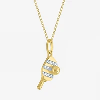 Diamond Accent (G-H Womens Diamond Accent Lab Grown White Diamond Accent 14K Gold Over Silver 16 Inch Pendant Necklace