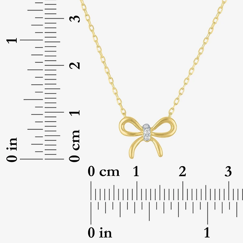 Diamond Addiction (G-H, Si2-I1), Bow Womens Diamond Accent Lab Grown White Diamond Accent 14K Gold Over Silver Bow 18 Inch Pendant Necklace